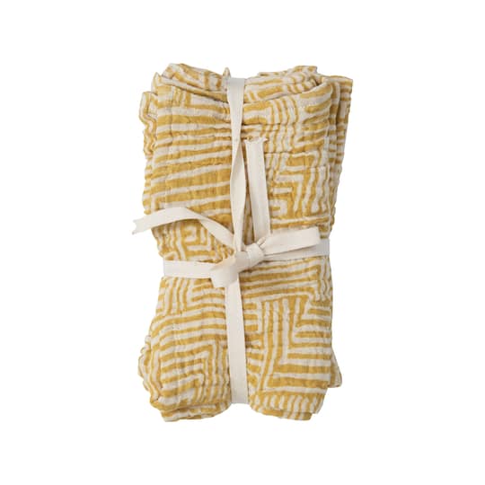 Hello Honey® Yellow Kuba Cloth Print Cotton Napkins, 4ct.